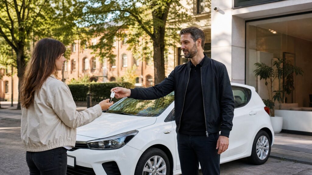 Übergabe eines neutralen Ersatzfahrzeugschlüssels in Berlin