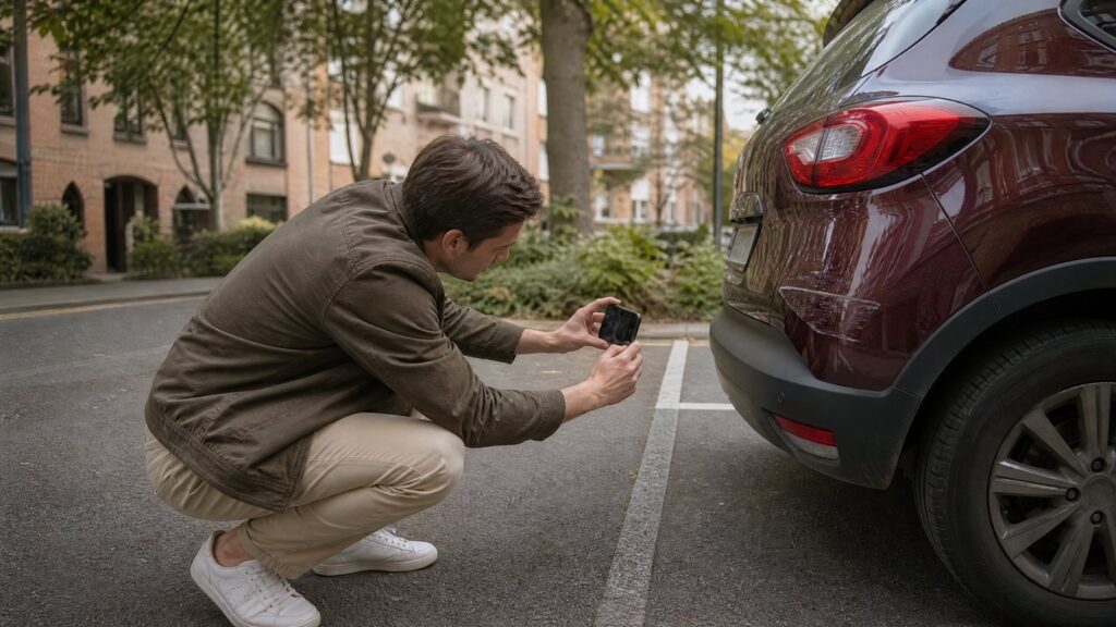 Fahrzeughalter fotografiert Parkschaden bei unbekanntem Unfallgegner